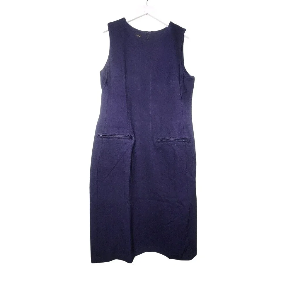 Talbots Navy Blue Sleeveless Dress Sleeveless Sheath Pockets Round Neck 10 - Picture 7 of 8